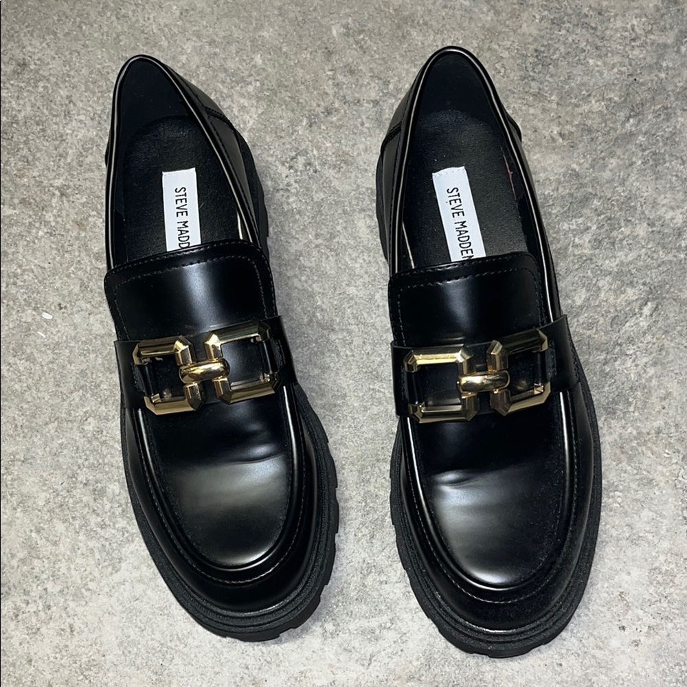 Steve Madden Black & Gold clog Loafers (10)